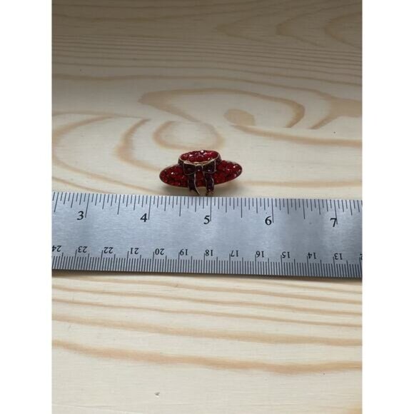 Red Hat Society Purple Bow Bejeweled Metal Brooch Pin - Picture 3 of 3